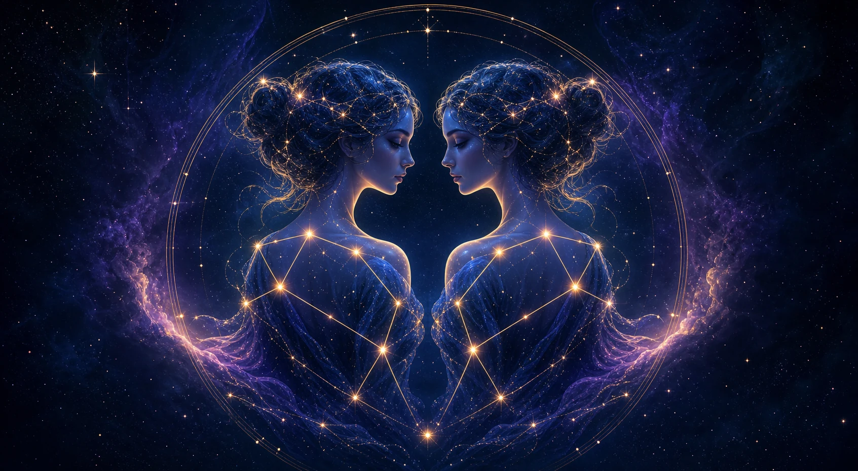 Celestial twins representing the Gemini zodiac sign